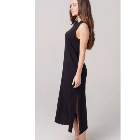 ATM maxi side split sleeveless dress with chest pocket minimalist Coastal grandm - Picture 2 of 9